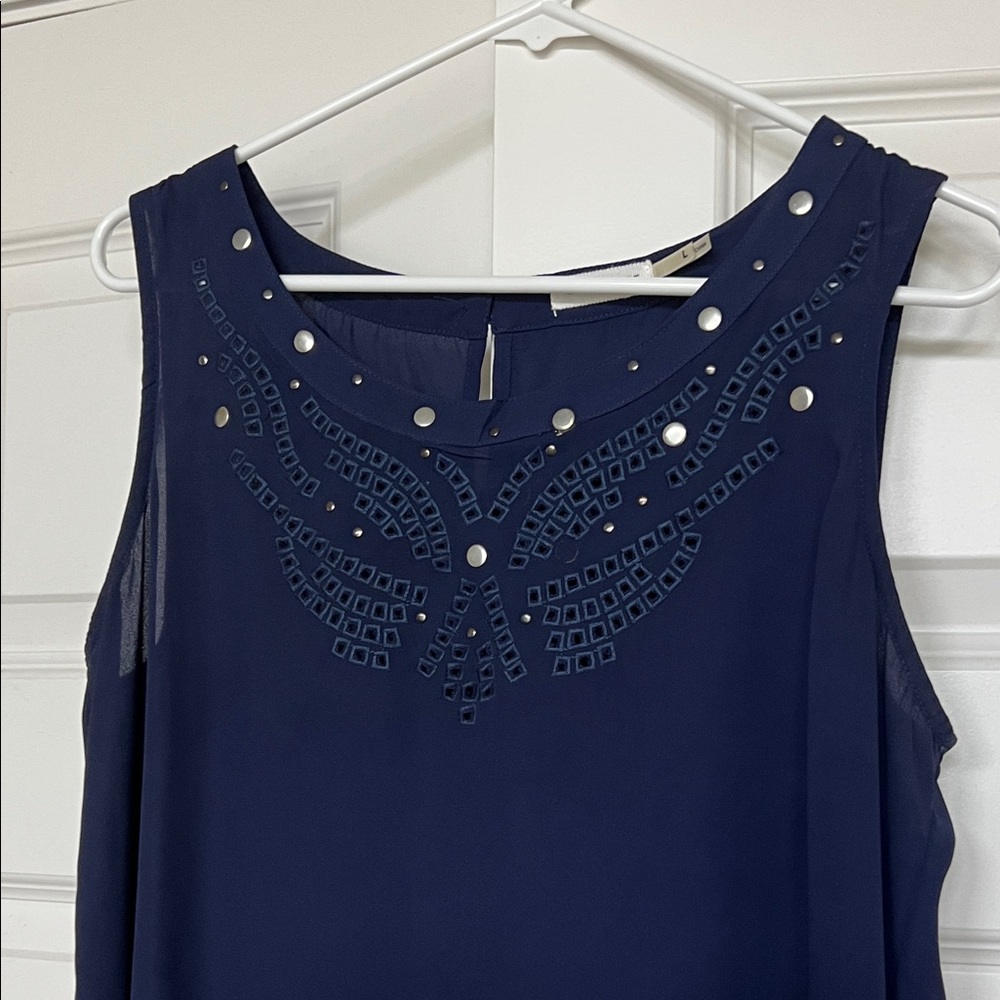 Elegant Navy Sleeveless Top